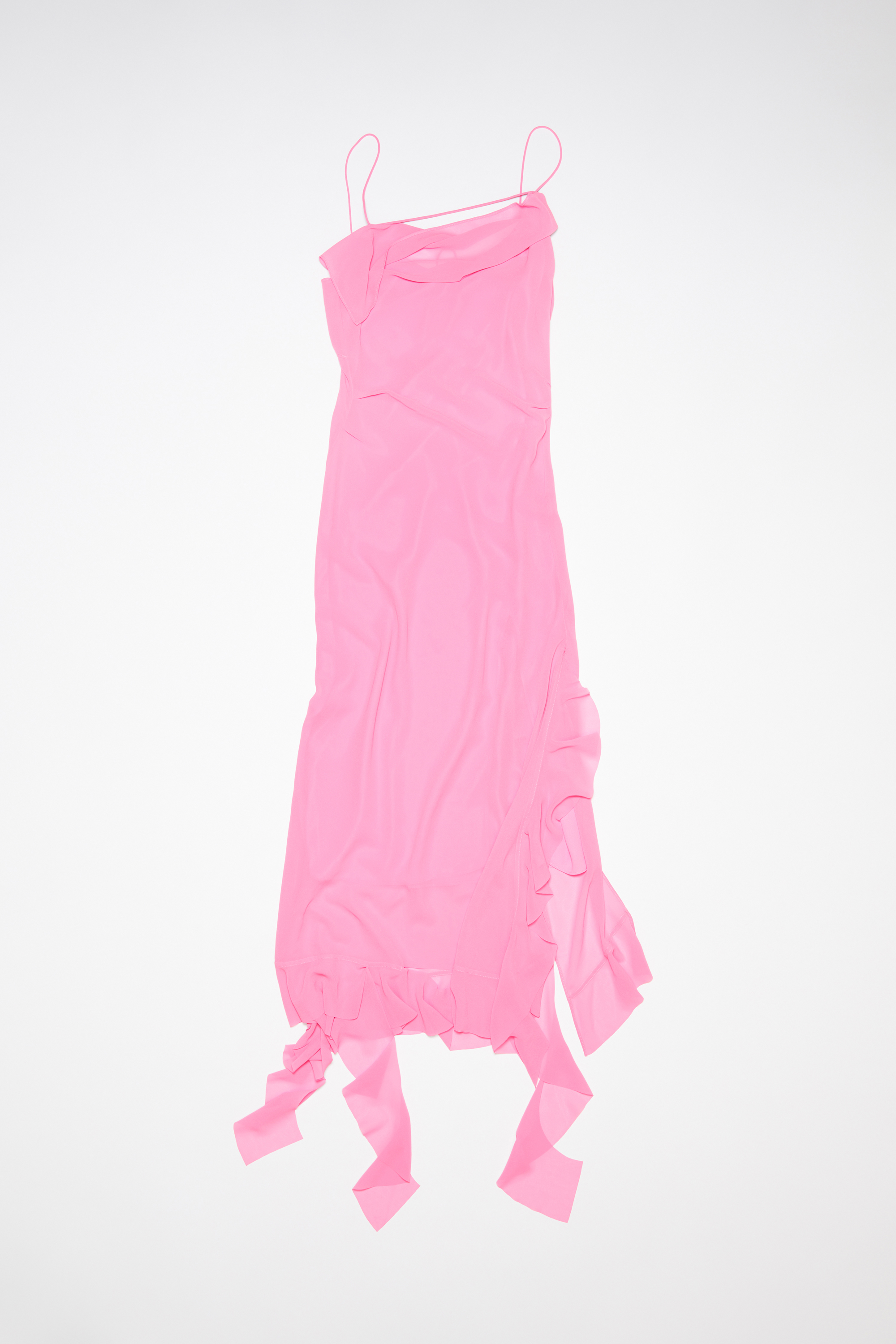 Acne Studios Ruffle Strap Dress In Bubble Pink