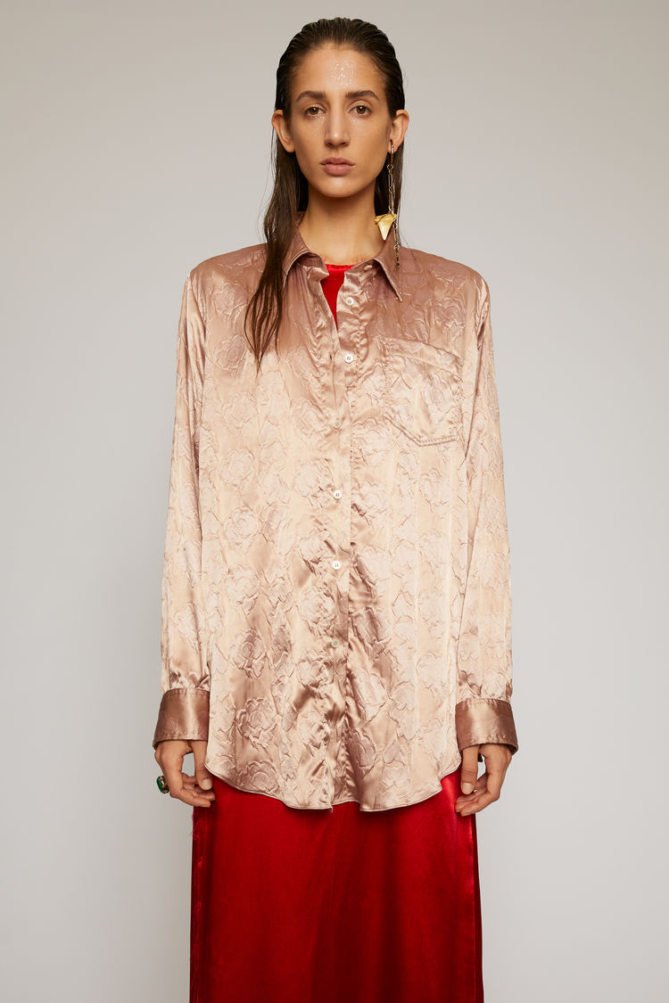Acne Studios Floral-embossed Satin Blouse Old Pink