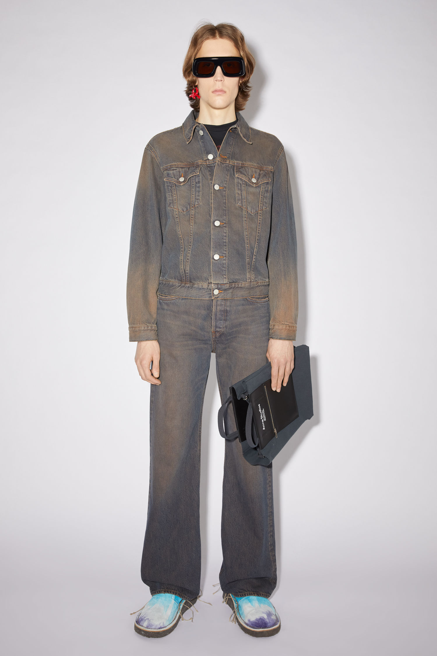 brown denim trucker jacket