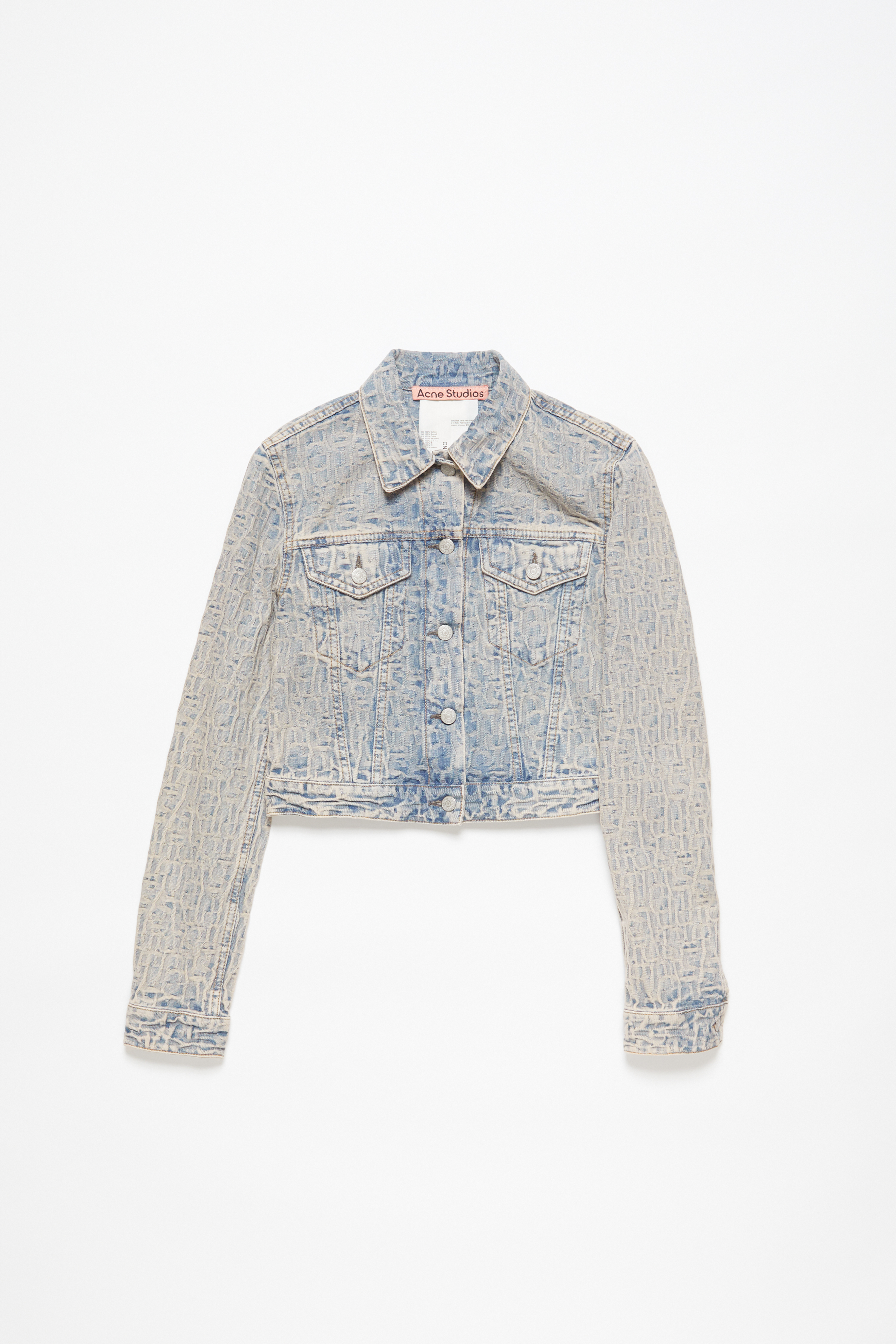 Acne Studios Logo Cropped Denim Jacket In Blue