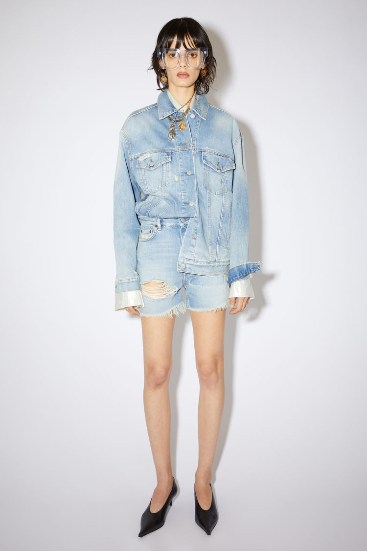 Acne Studios 2000 Stitched Up Light Blue In Distressed Jacket