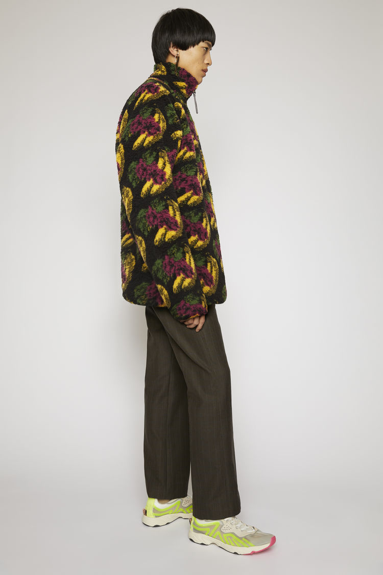 ACNE STUDIOS Fruit-print fleece jacket Black