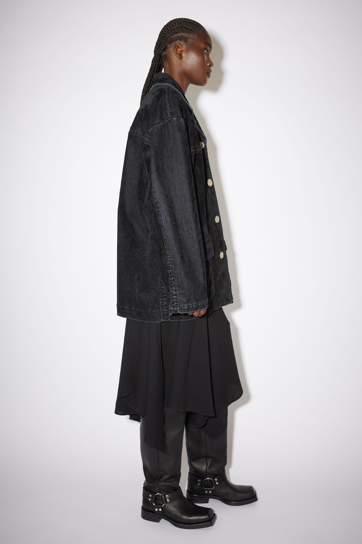 Flocked denim overshirt jacket 