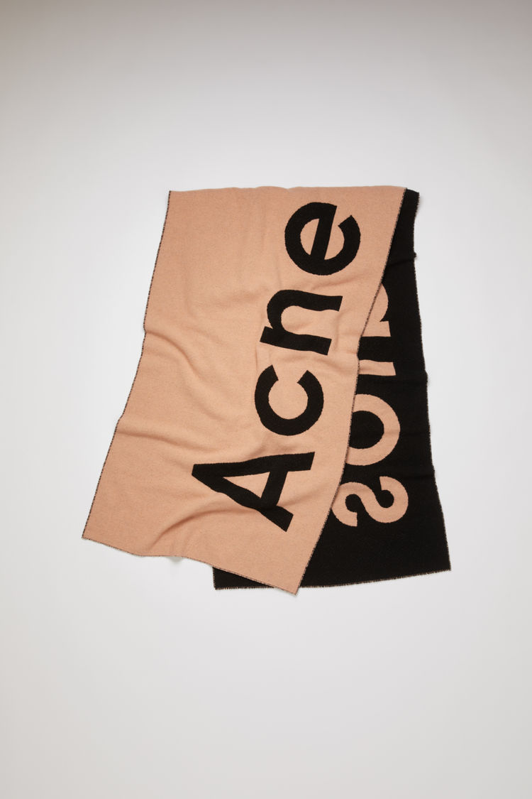 Acne Studios Logo Jacquard Scarf Pink Black