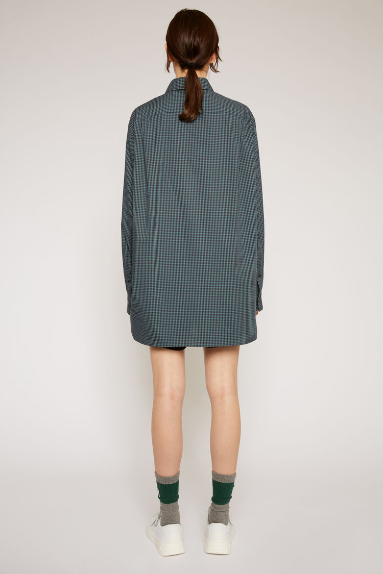 ACNE STUDIOS Face patch checked shirt Navy blue