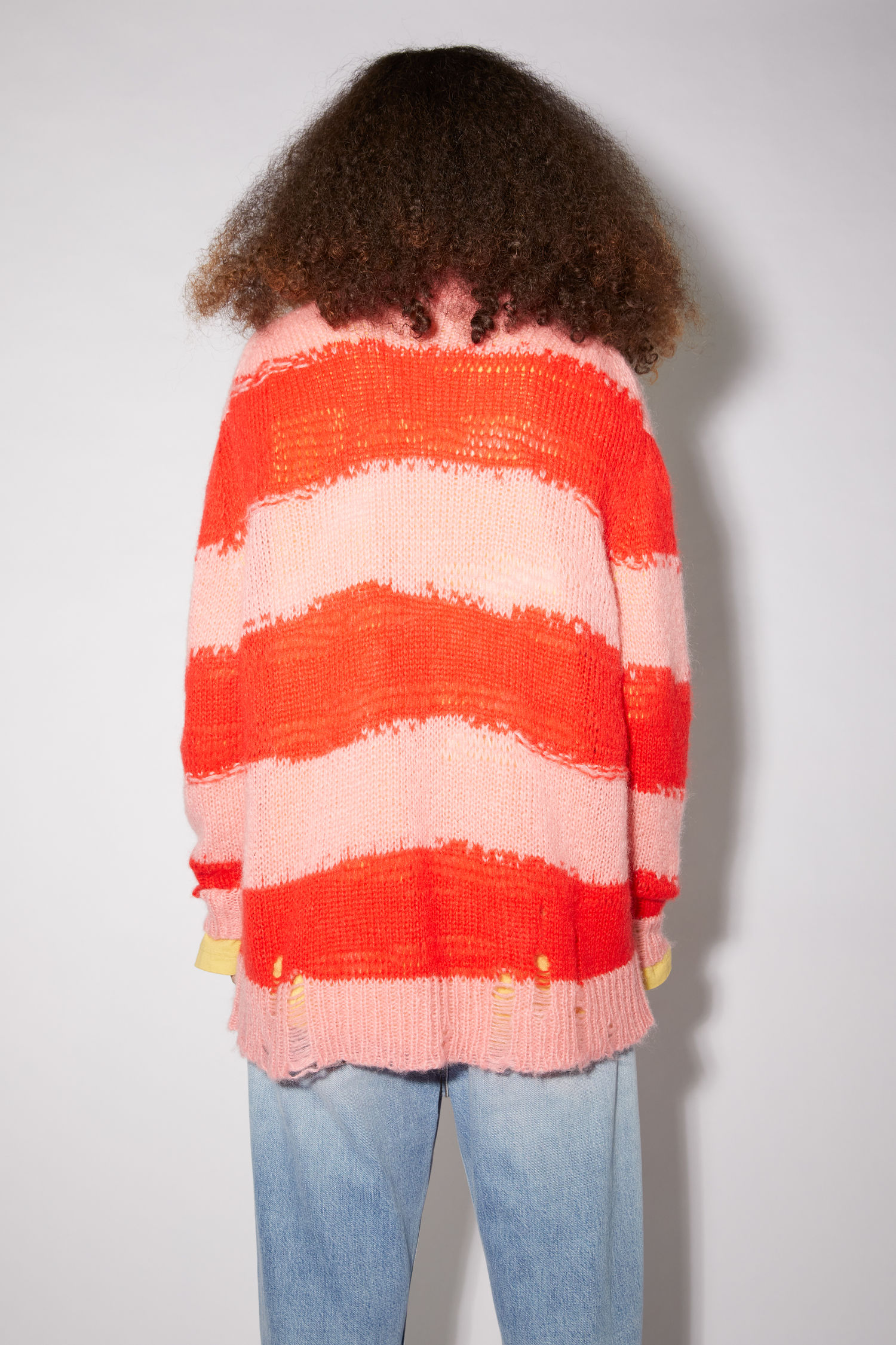 Acne Studios - Distressed striped sweater - Pink/red