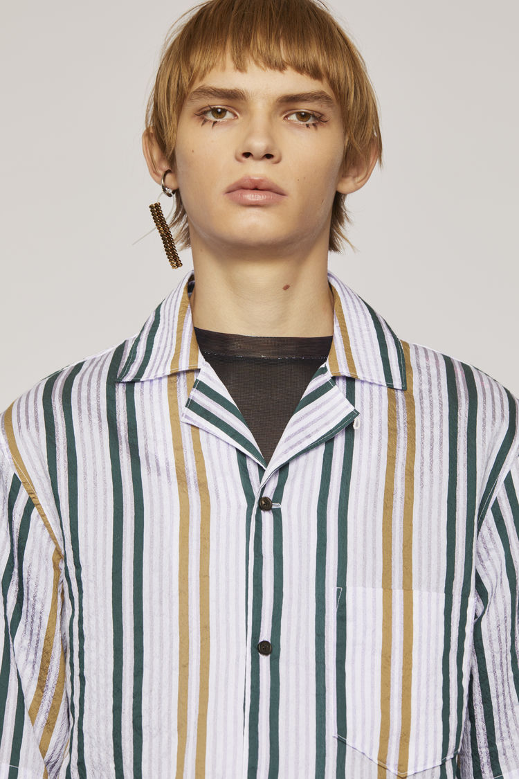 ACNE STUDIOS Striped cotton-blend shirt Green/lilac