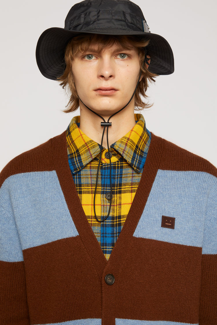 ACNE STUDIOS Block stripe cardigan Dark brown/mineral blue