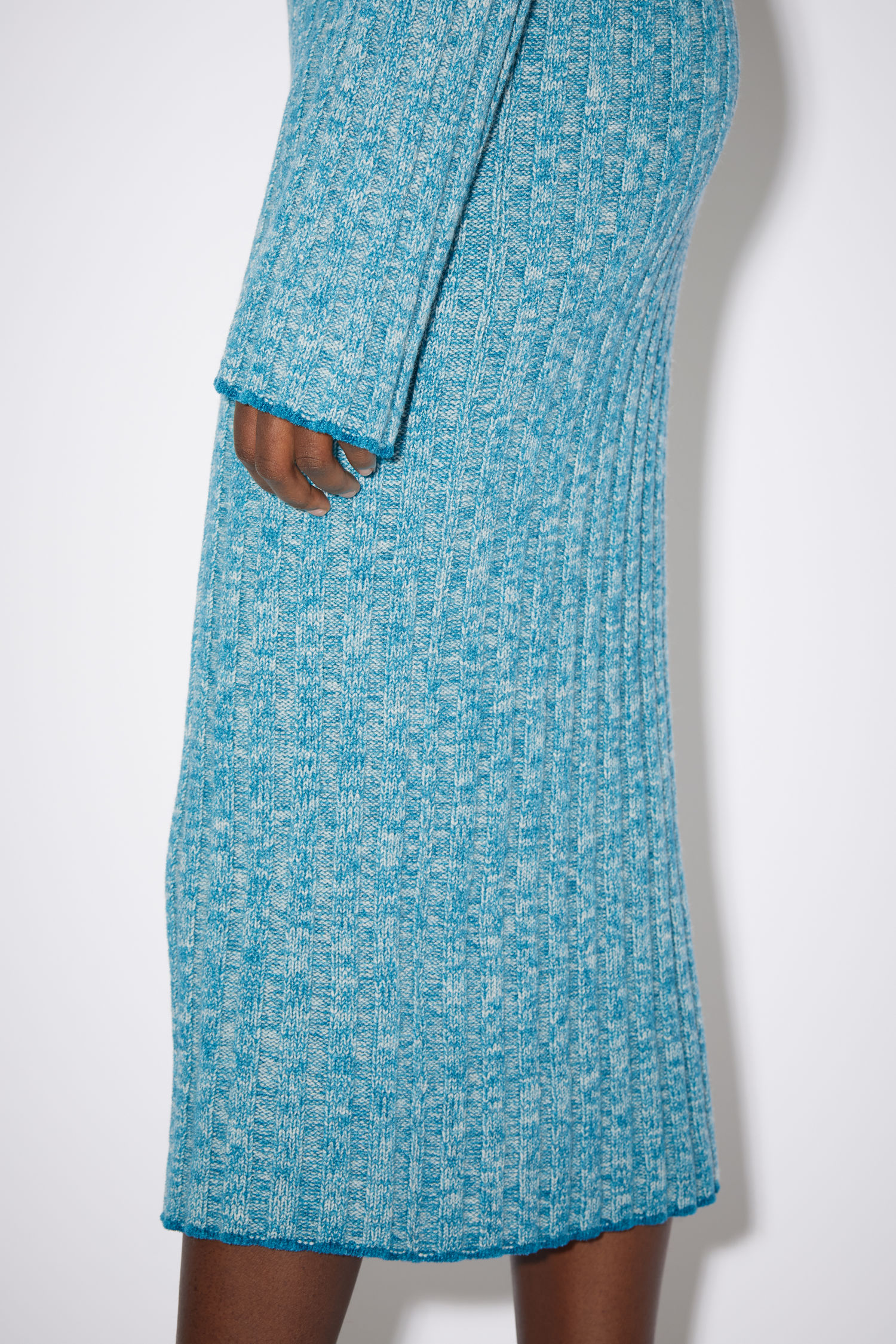 Polo ribbed knit dress - Grey/Turqouise