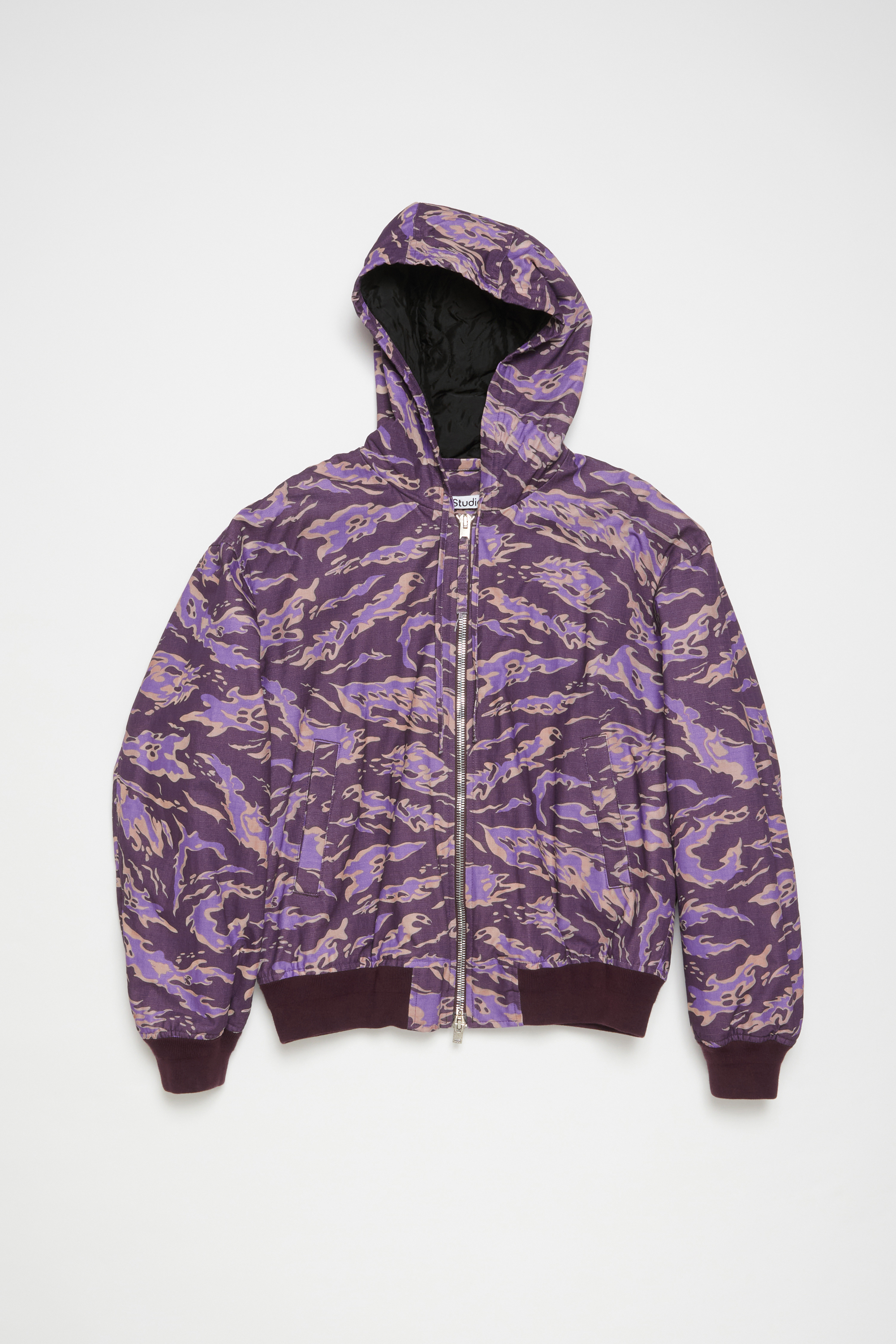 Acne Studios Hooded Padded Jacket In Purple Multi