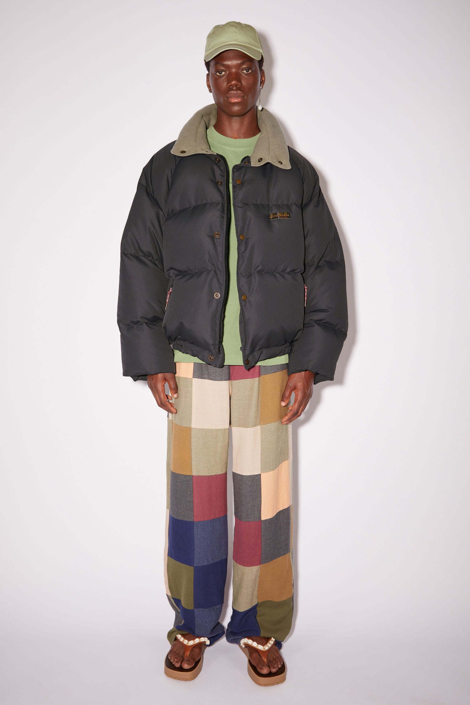 charcoal grey puffer jacket