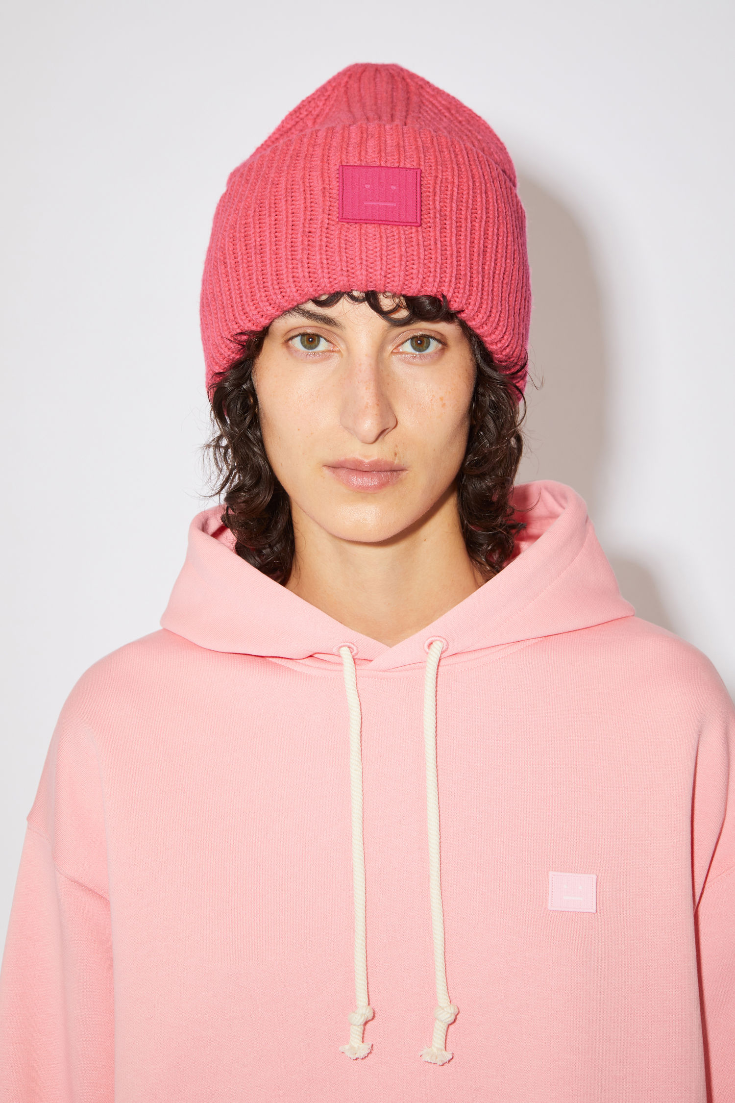 Acne Studios Rib knit beanie hat Neon Pink