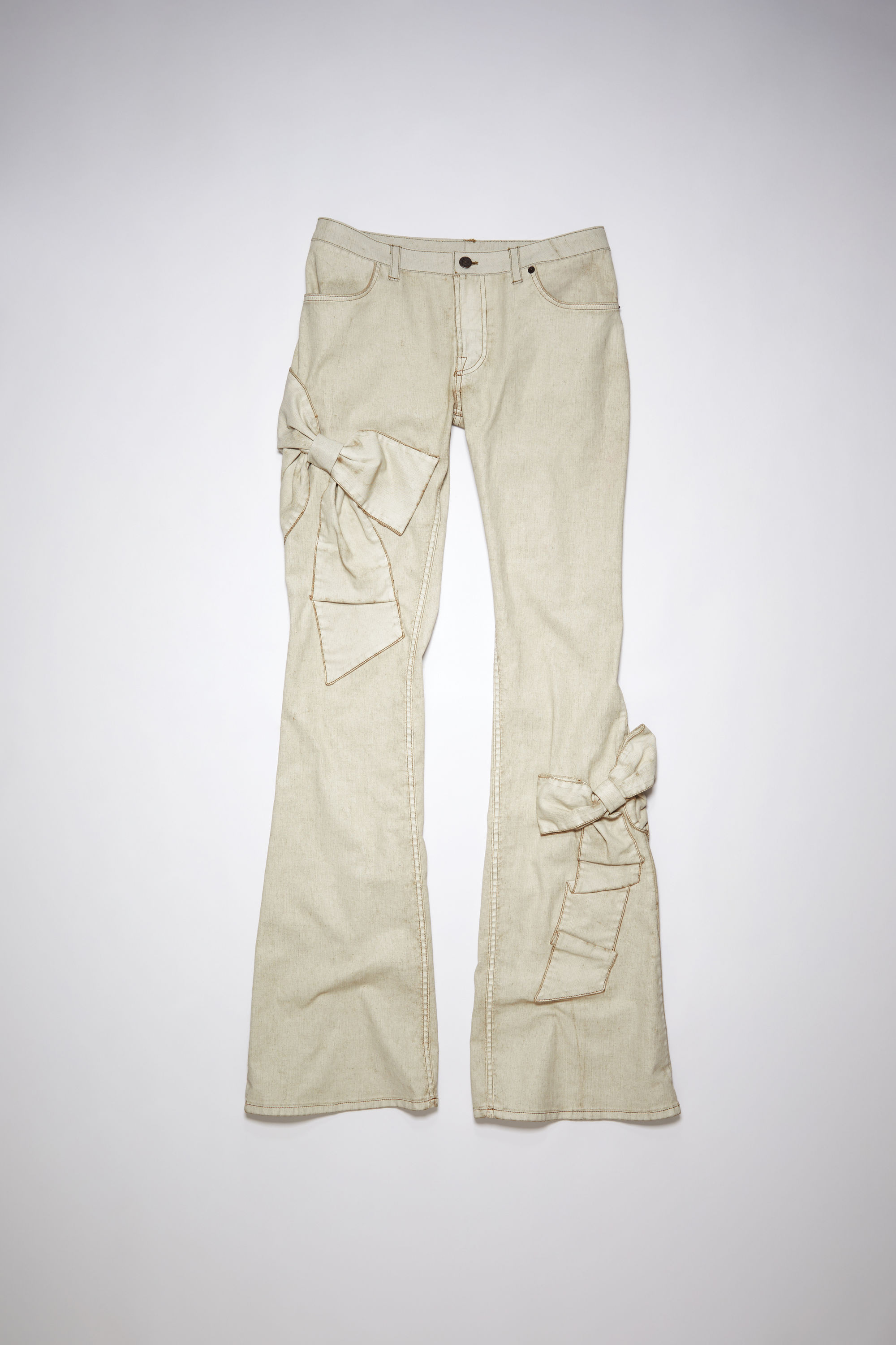 Acne Studios Fn-wn-trou001008 White/brown Bow Denim Trousers In
