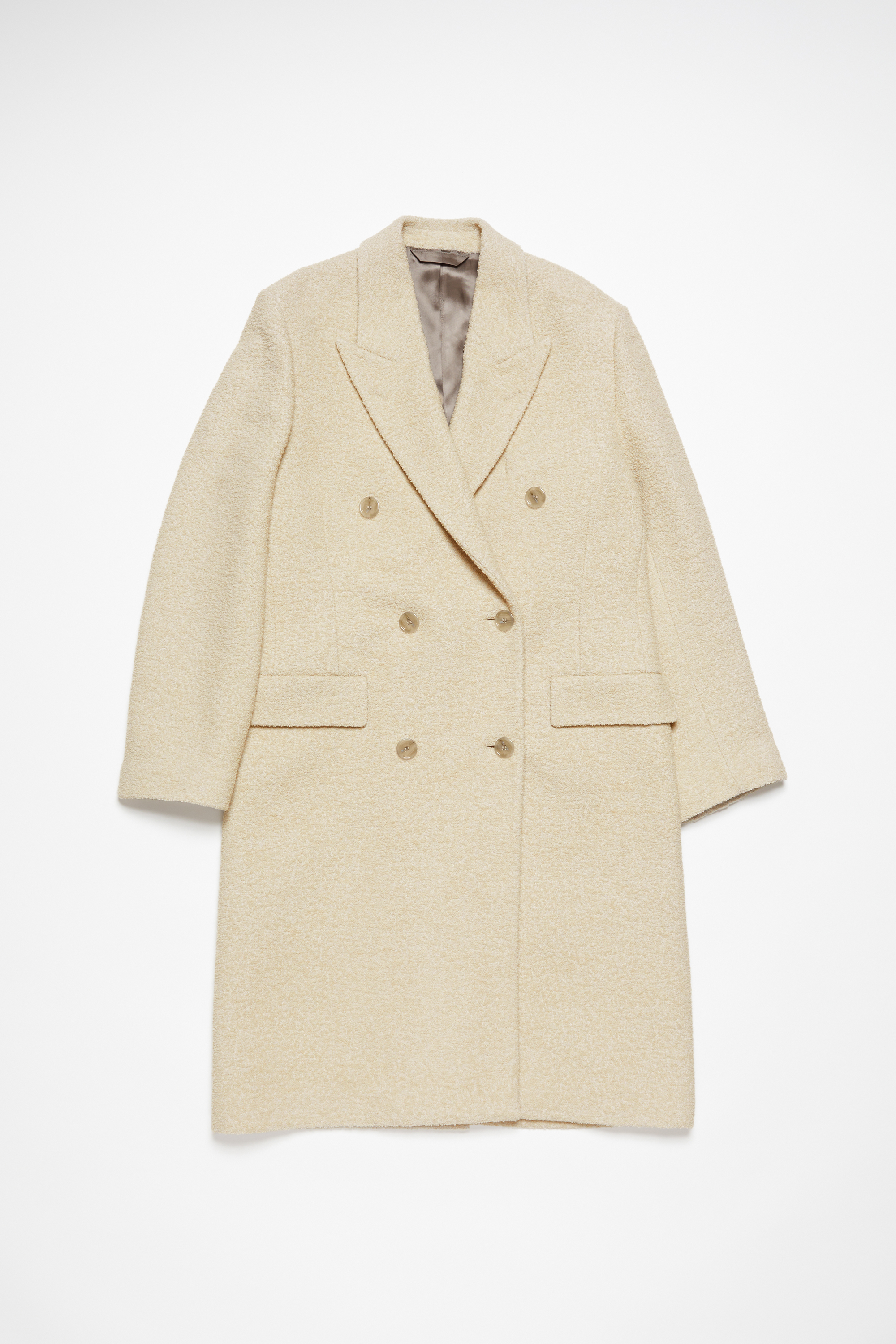 Acne Studios Double-breasted Wool Coat In Warm White