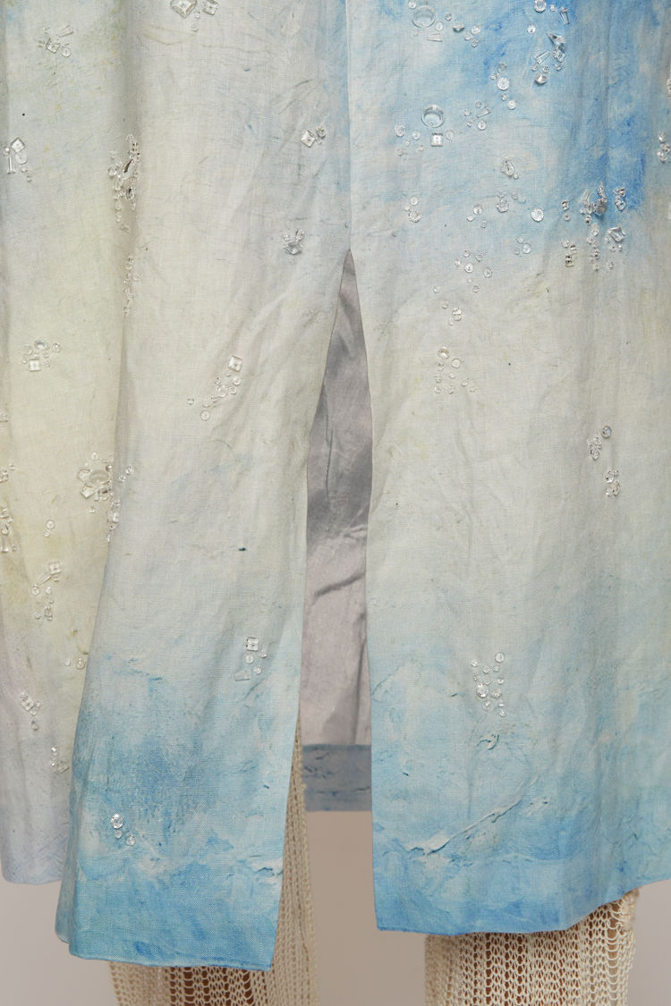 ACNE STUDIOS Embellished landscape-painting dress Blue/white