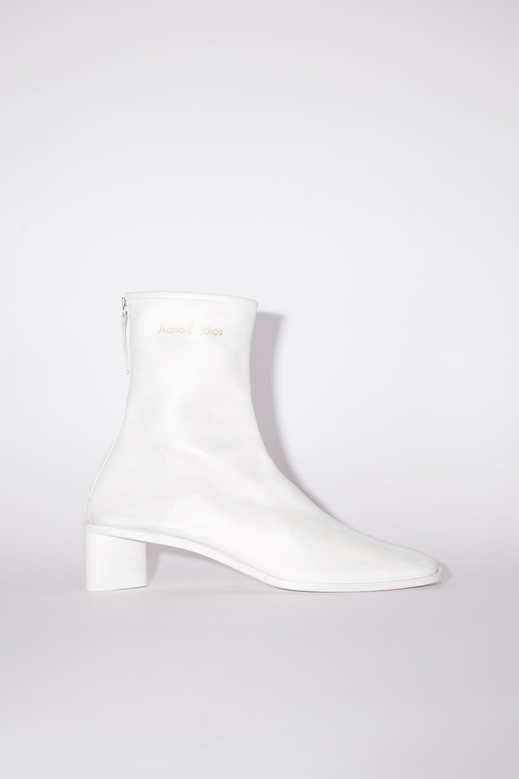 Acne Studios Logo Ankle Boots In Optic White