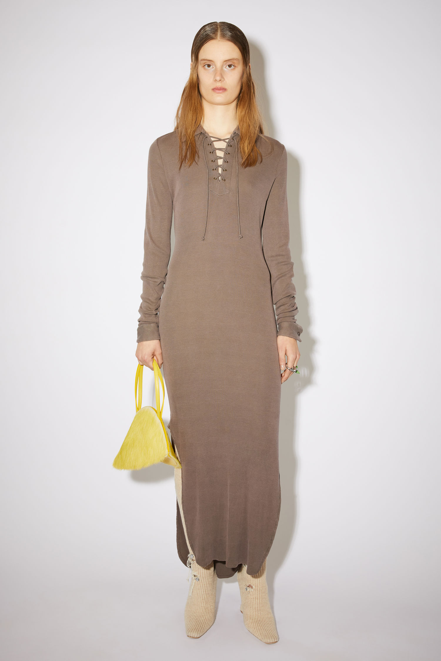 Ribbed knit dress - Mauve purple