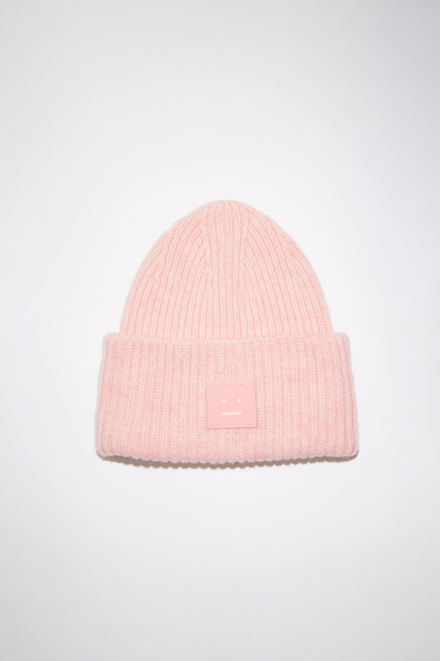 Ribbed knit beanie hat - Faded pink melange