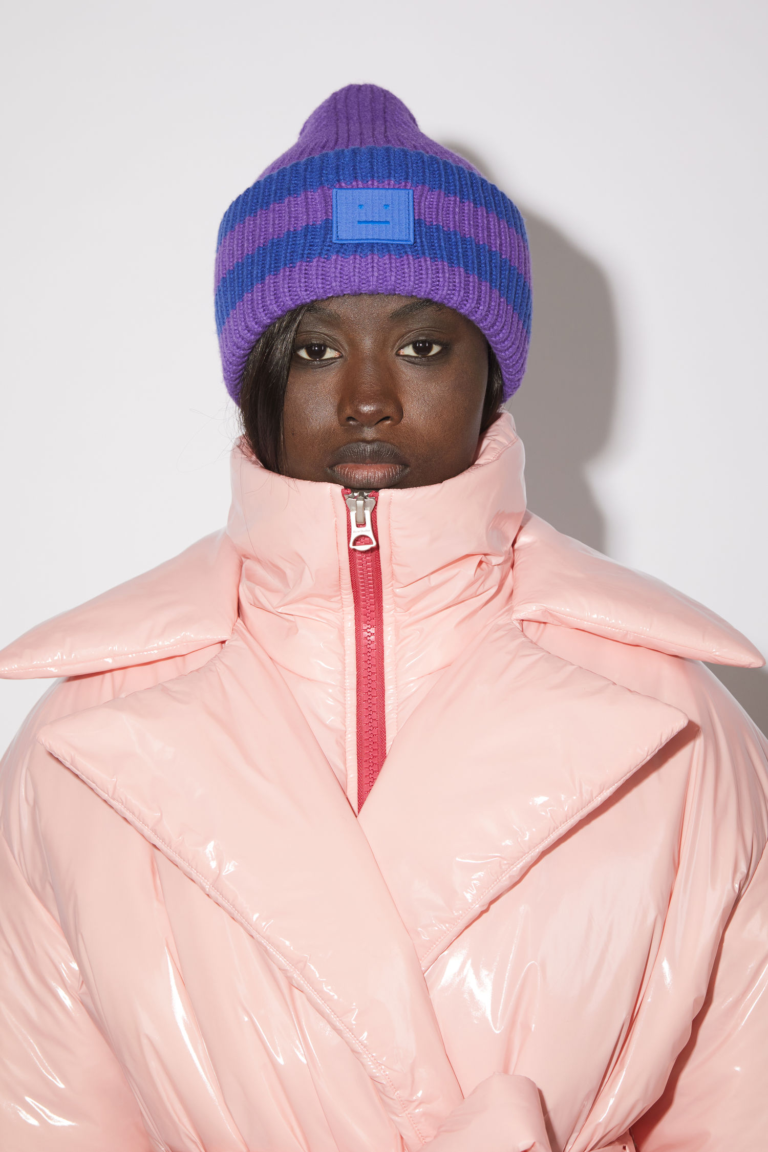 Acne Studios - Striped logo beanie 