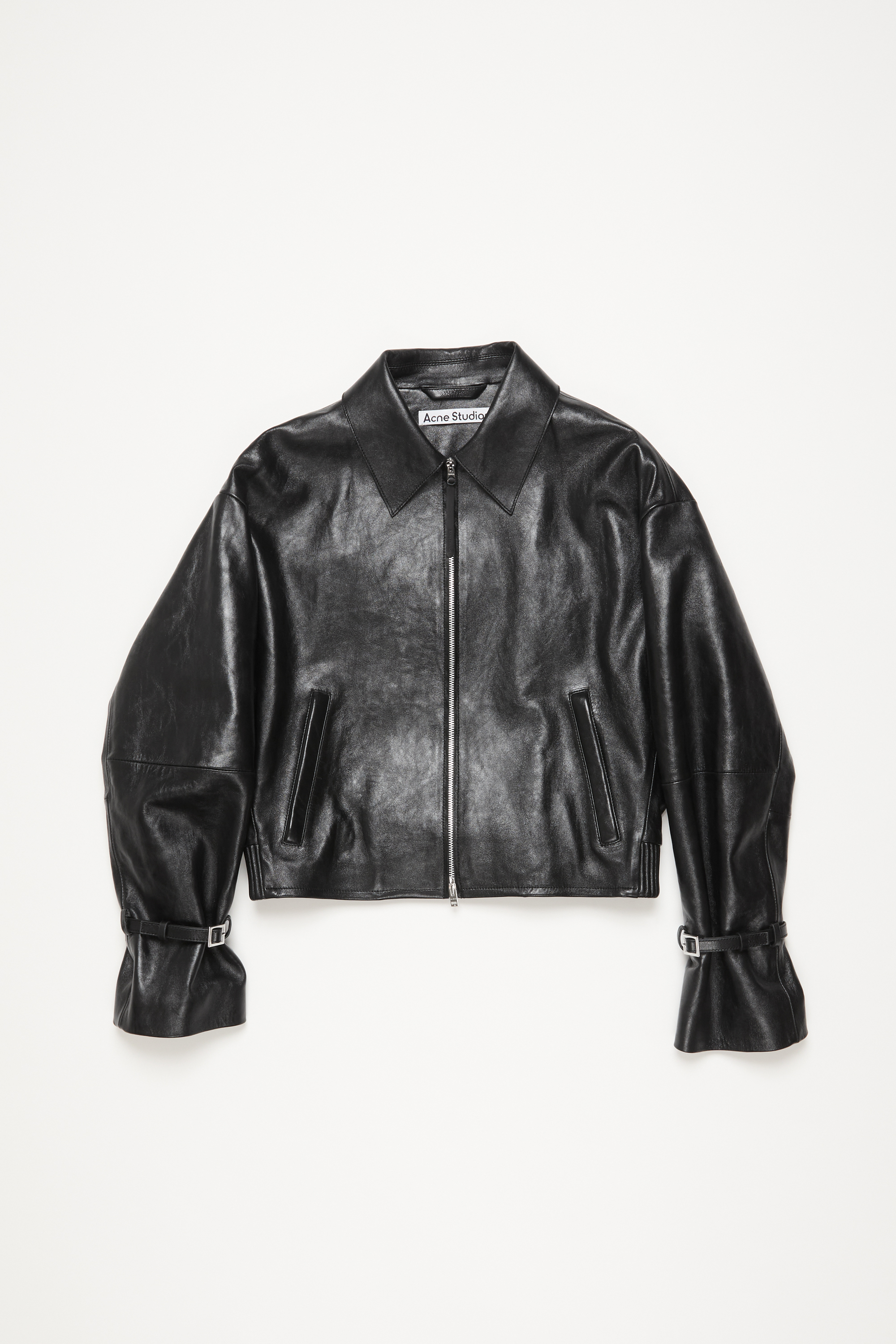 Acne Studios Long-sleeved Leather Jacket In Black