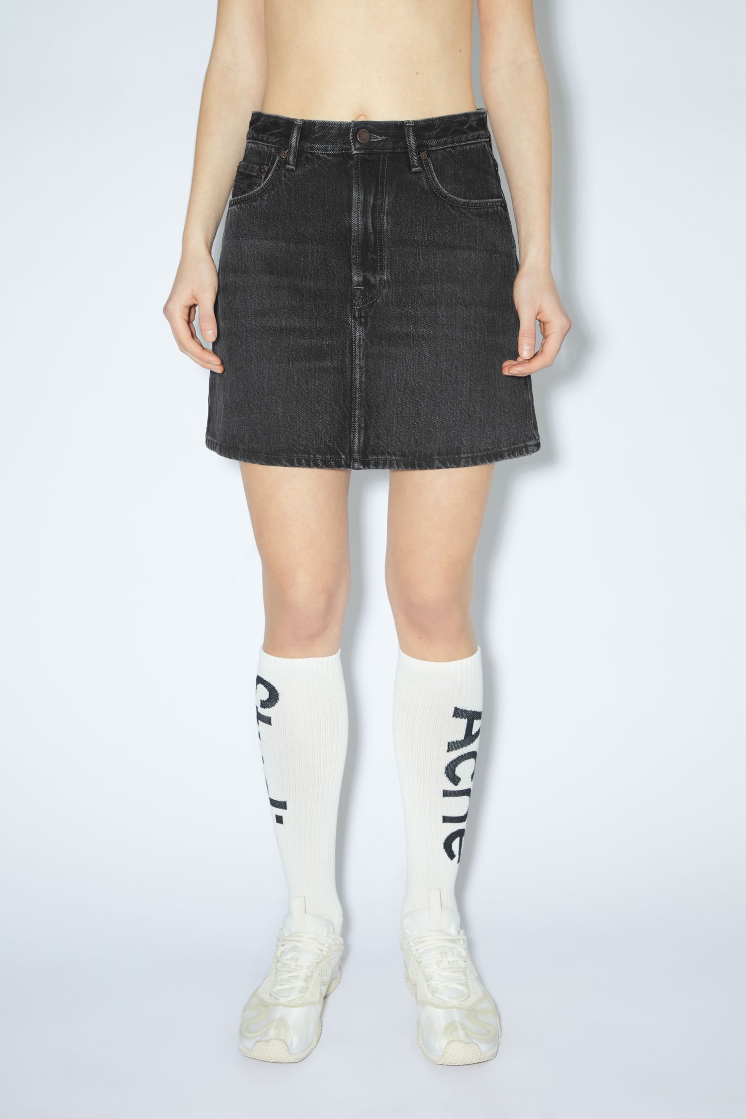 black denim mini skirt