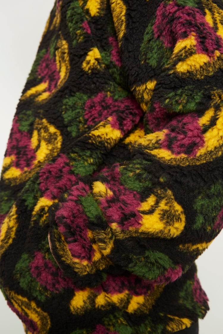 ACNE STUDIOS Fruit-print fleece jacket Black