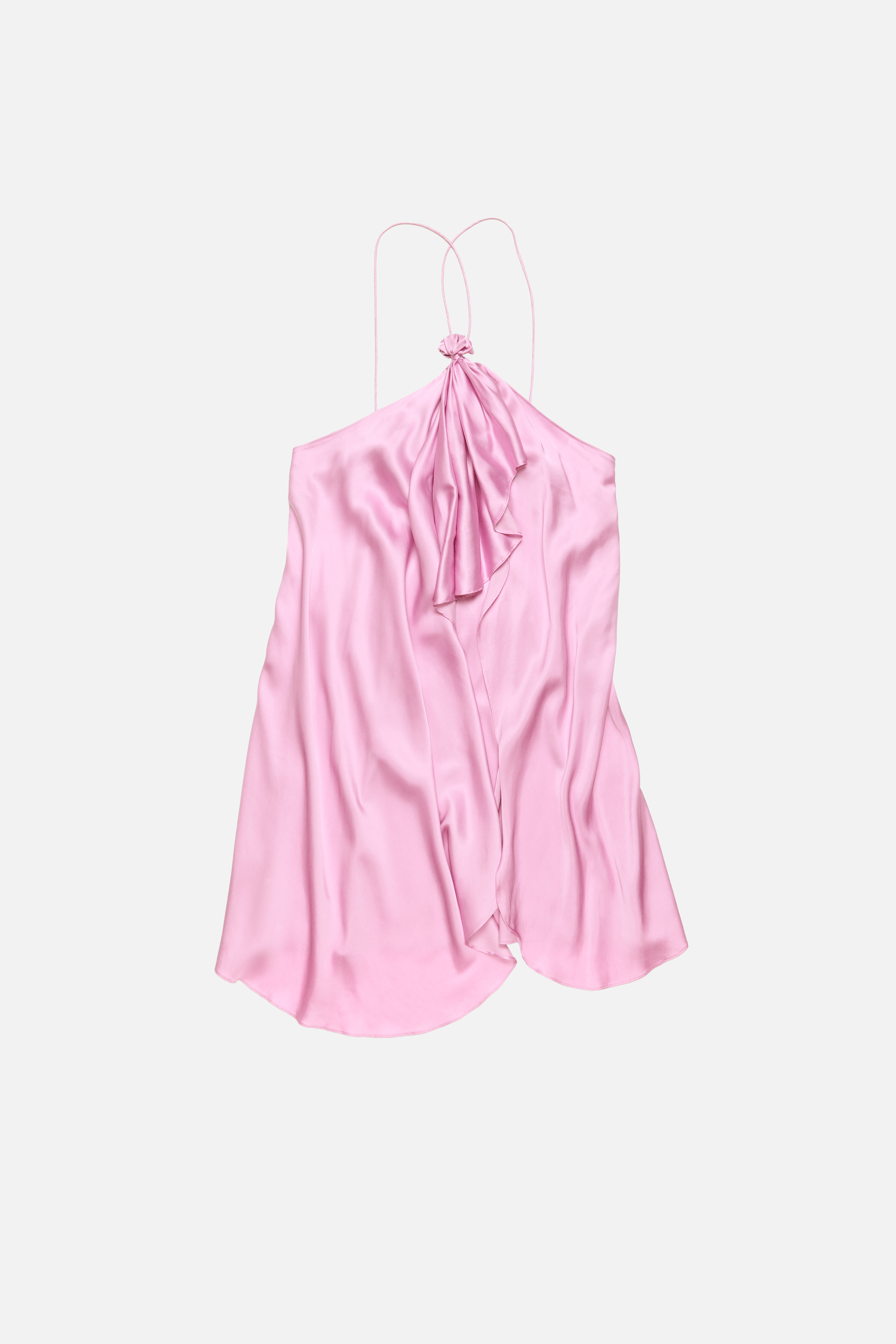 Acne Studios Ruffled Halterneck Satin Minidress In Purple