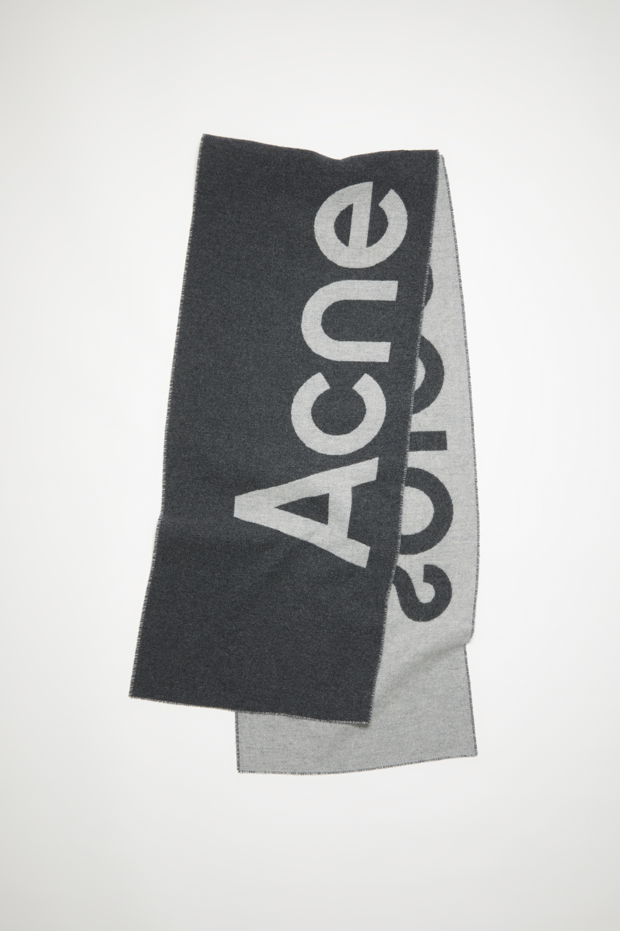 Acne Studios Fn-ux-scar000155 Grey/light Grey Logo Jacquard Scarf - Narrow In Grey,light Grey