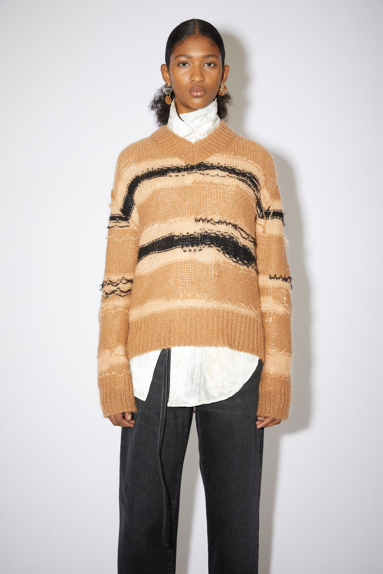 Acne Studios Striped Sweater Camel/black