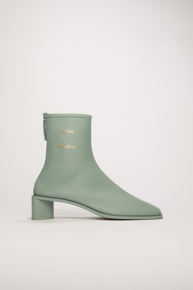 ACNE STUDIOS Branded leather boots Pastel green