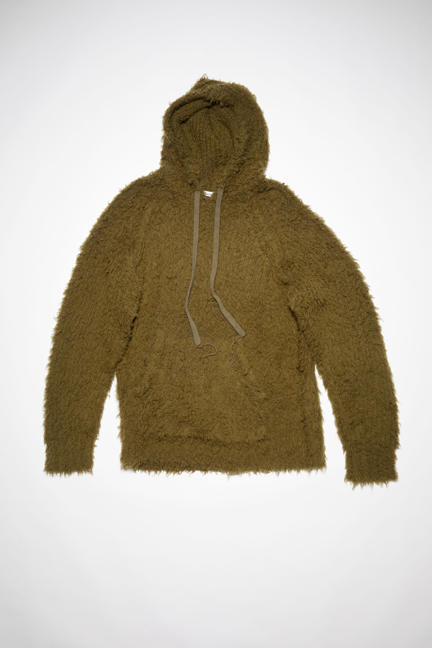 Fluffy wool-blend hoodie - Khaki green