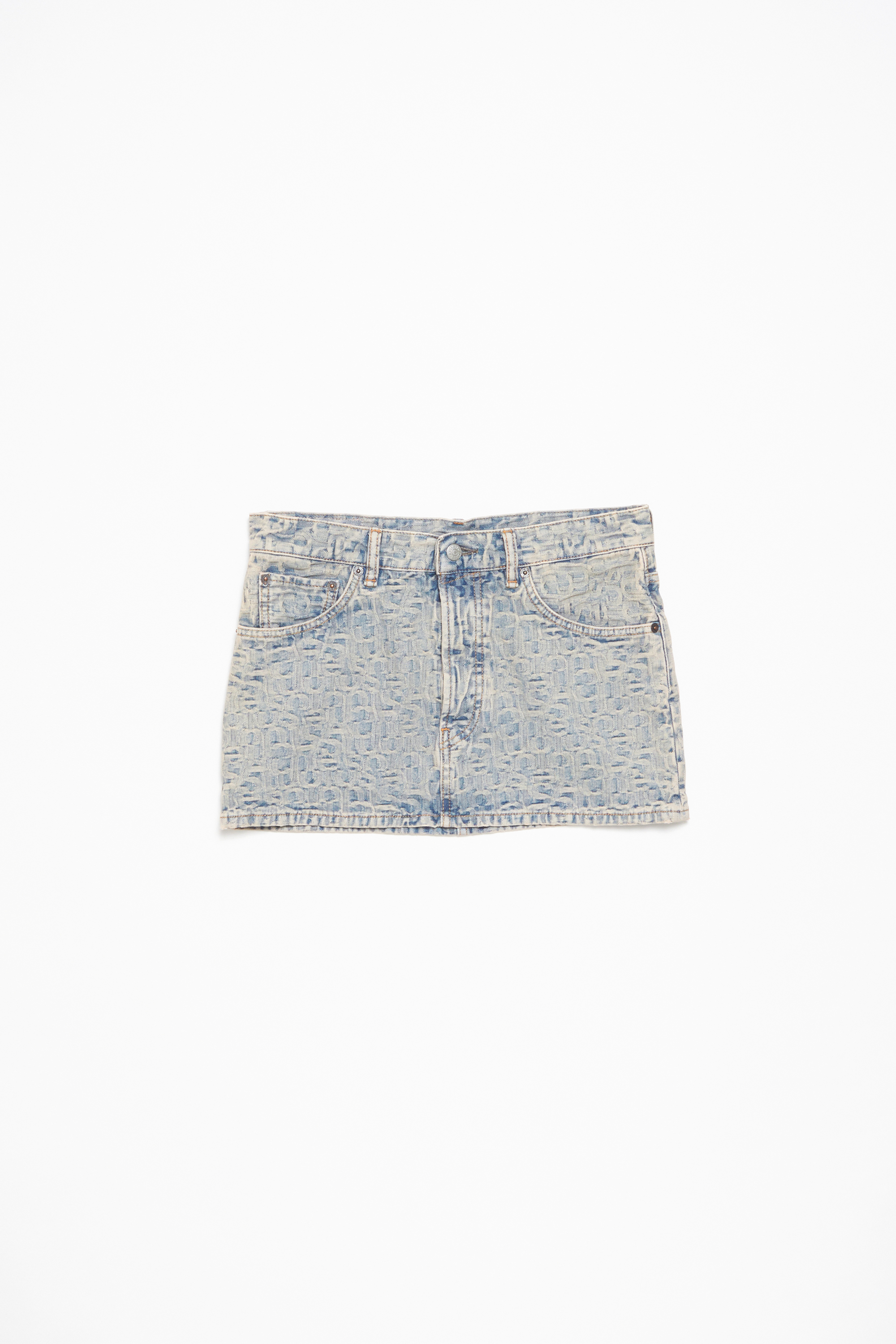 Acne Studios Mini Skirt Woman Blue In Cotton In Blue,beige
