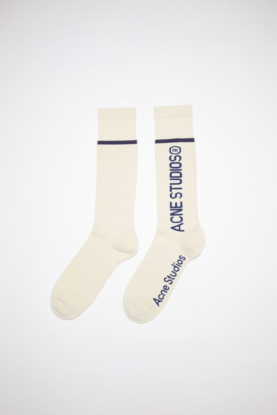 아크네 스튜디오 양말 Acne Studios Long logo socks - Beige/navy