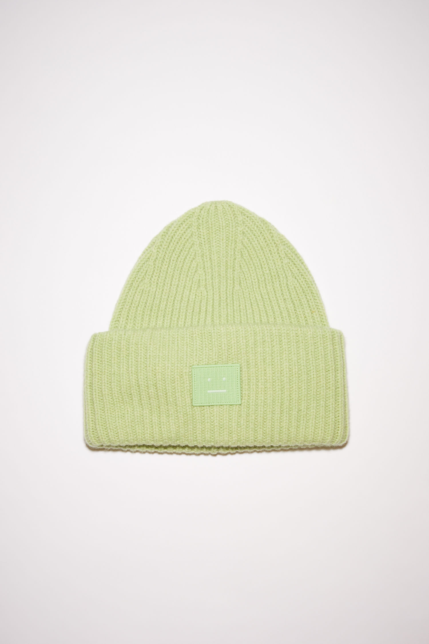 Ribbed knit beanie hat - Pale green melange