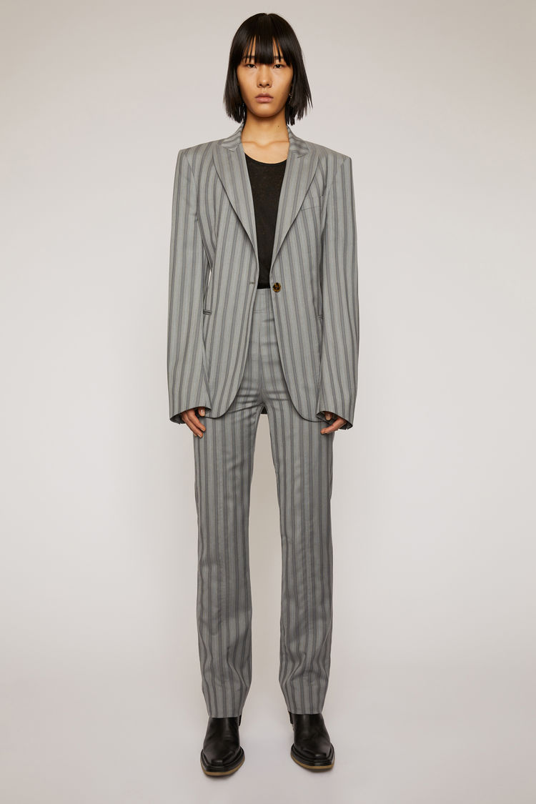Acne Studios Slim-fit Pinstriped Trousers Light Grey