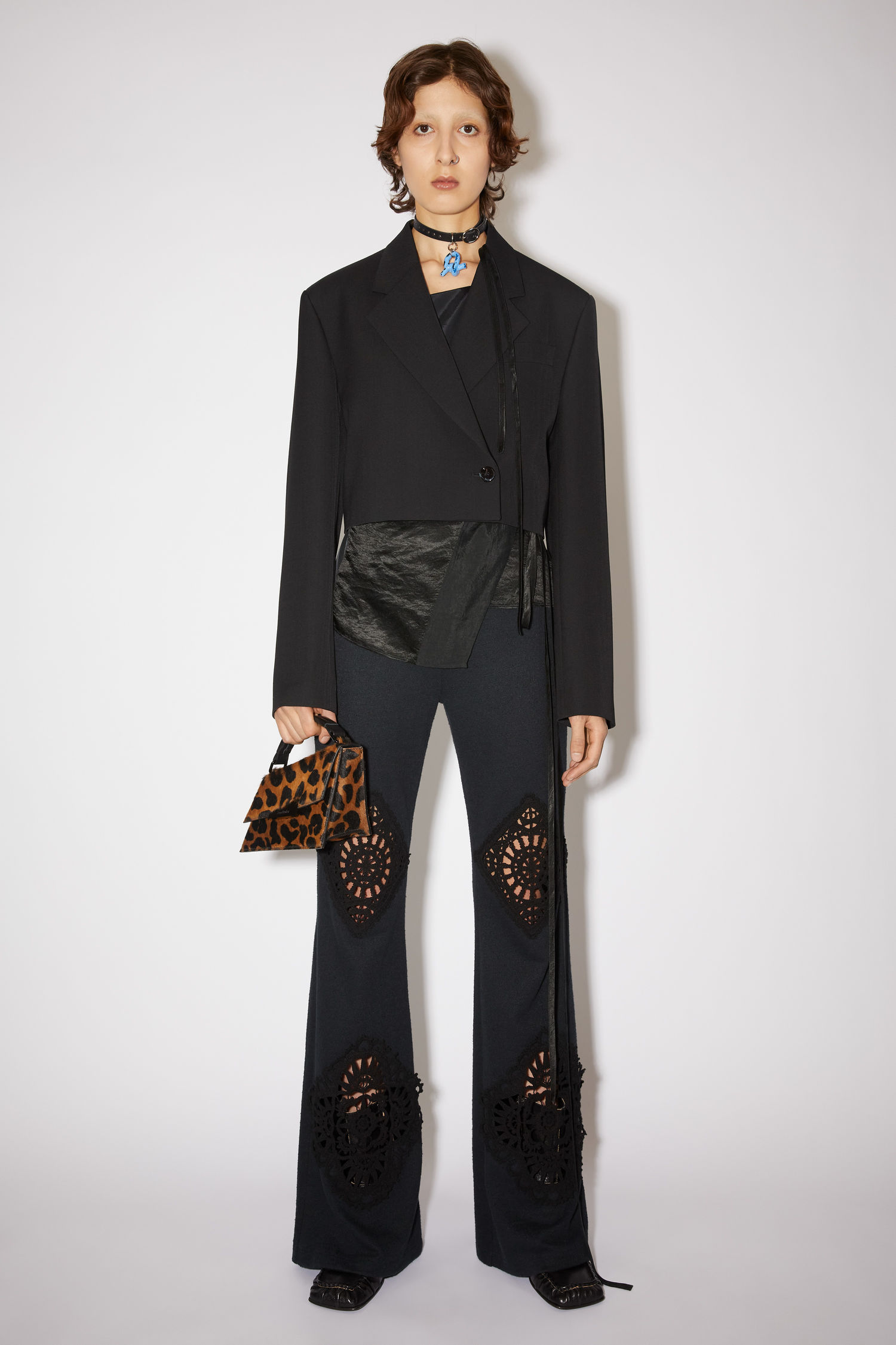 black cropped suit jacket