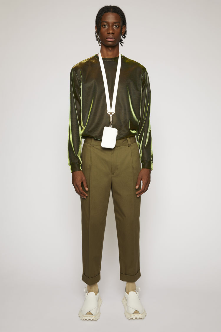 Acne Studios Cropped Tapered-fit Trousers Olive Green