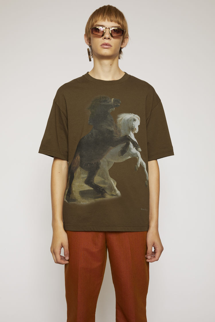 ACNE STUDIOS Horse-print t-shirt Hunter green