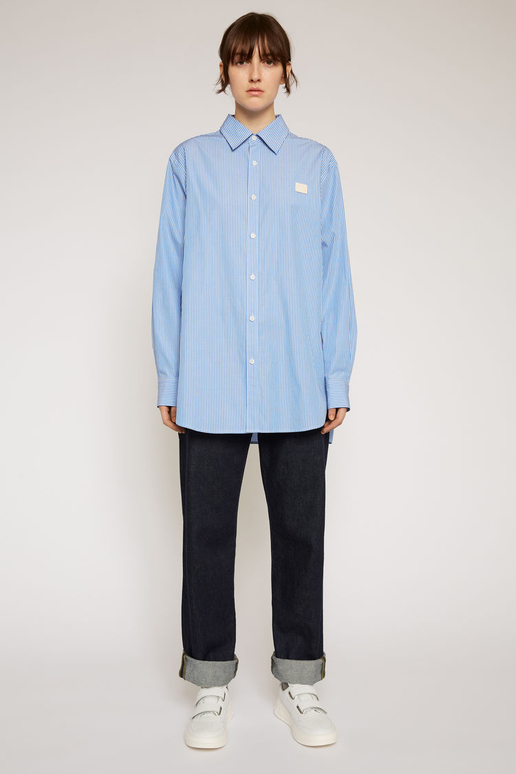 Acne Studios Face Patch Striped Shirt Blue/white