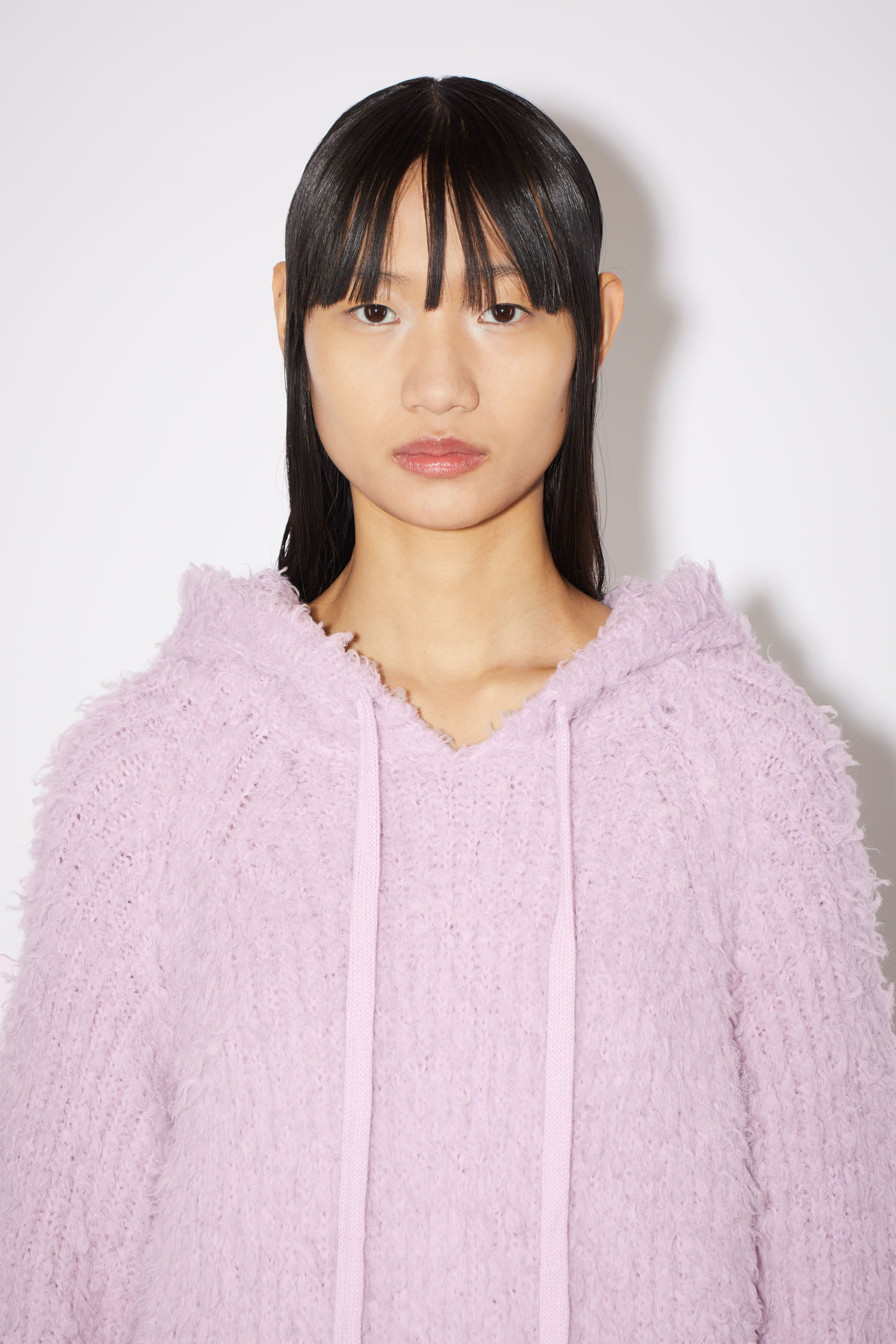 Fluffy wool-blend hoodie - Pale lilac