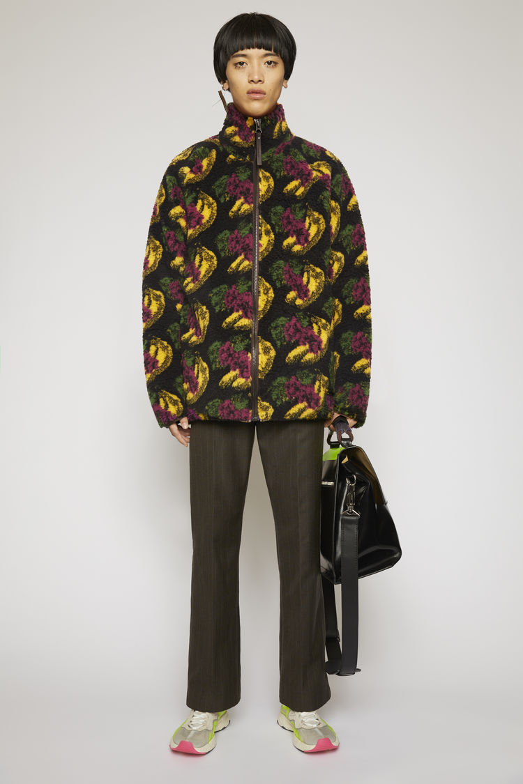 ACNE STUDIOS Fruit-print fleece jacket Black
