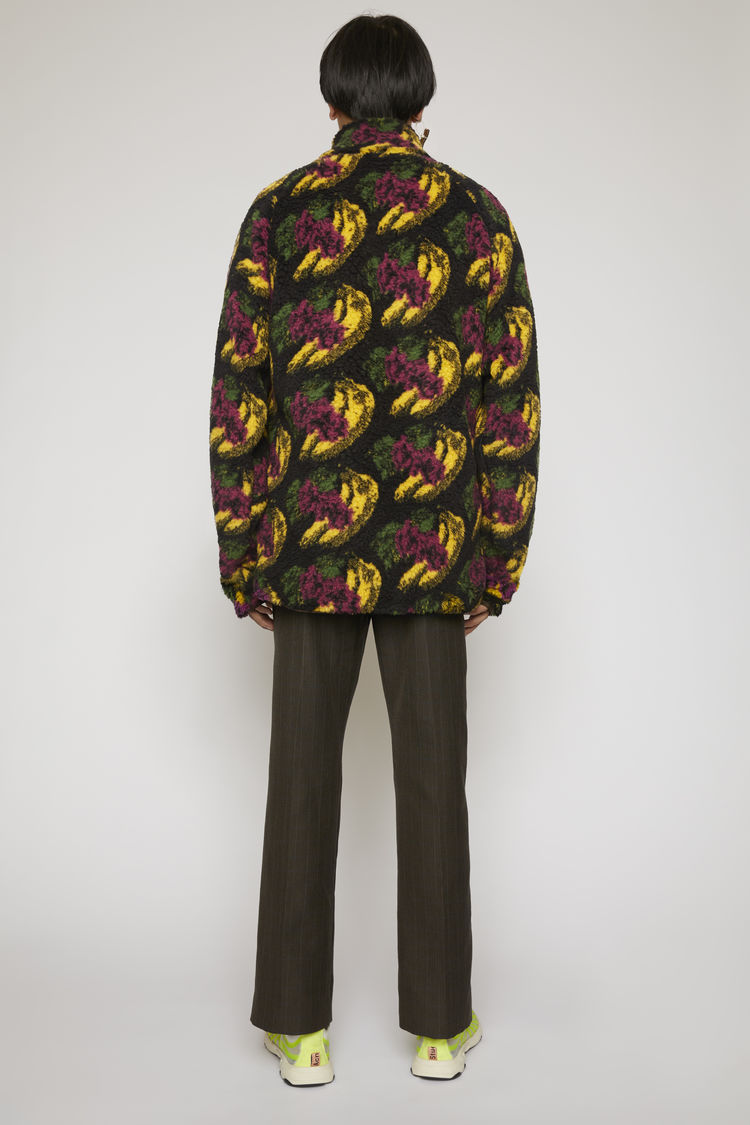 ACNE STUDIOS Fruit-print fleece jacket Black