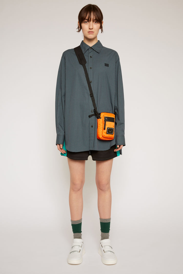 ACNE STUDIOS Face patch checked shirt Navy blue